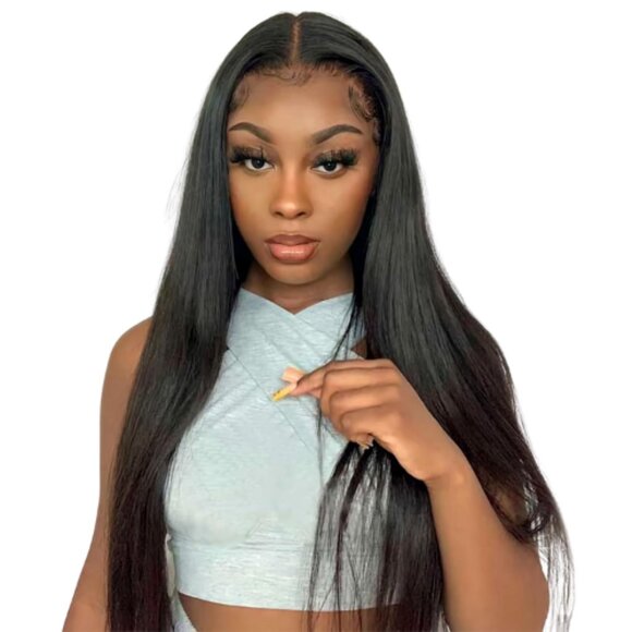 20” Straight Glueless Lace Wig – 100% Brazilian Virgin Human Hair, HD Transparen - Picture 2 of 5
